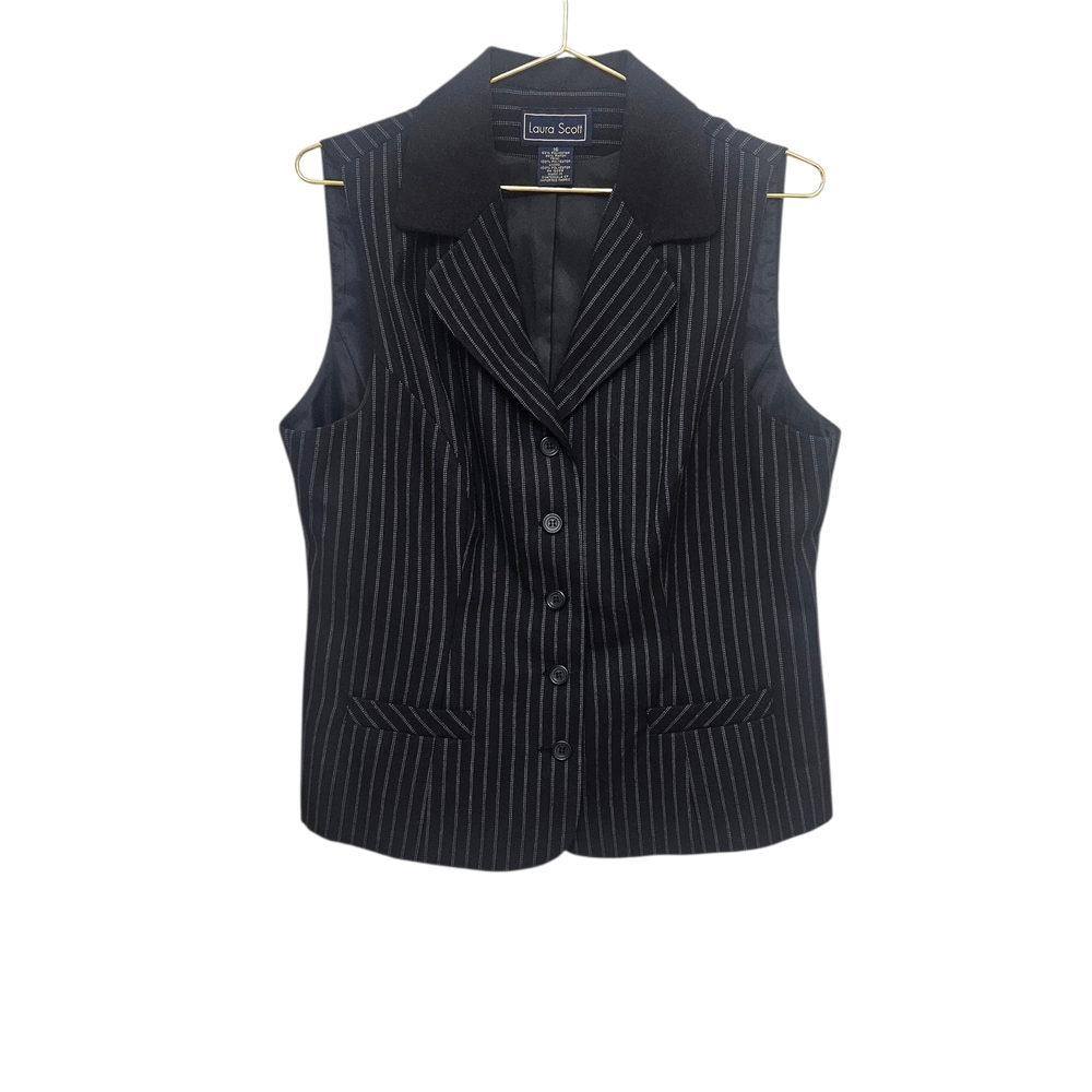 Laura Scott Black Pinstripe Vest